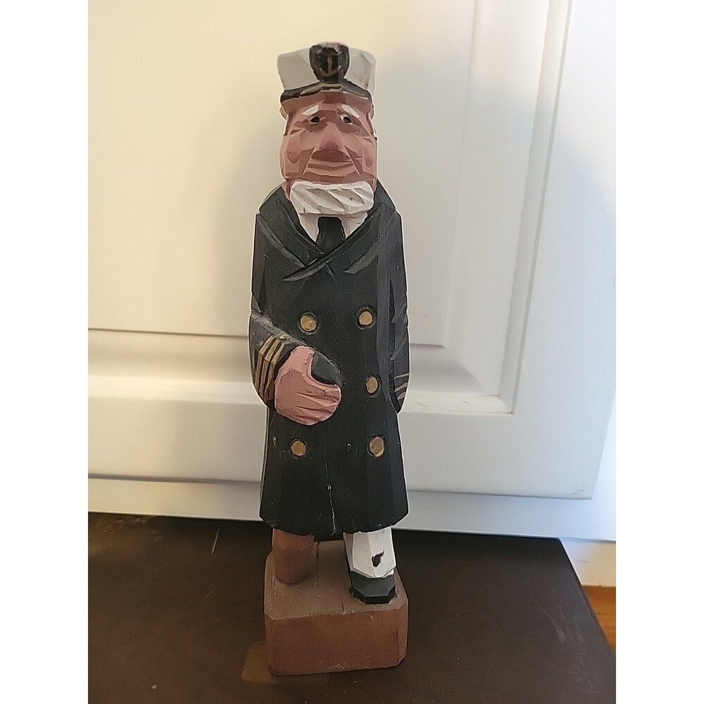 Vintage Carved Wood Sea Captain with a Peg Leg approximately 9 3/4” tall
